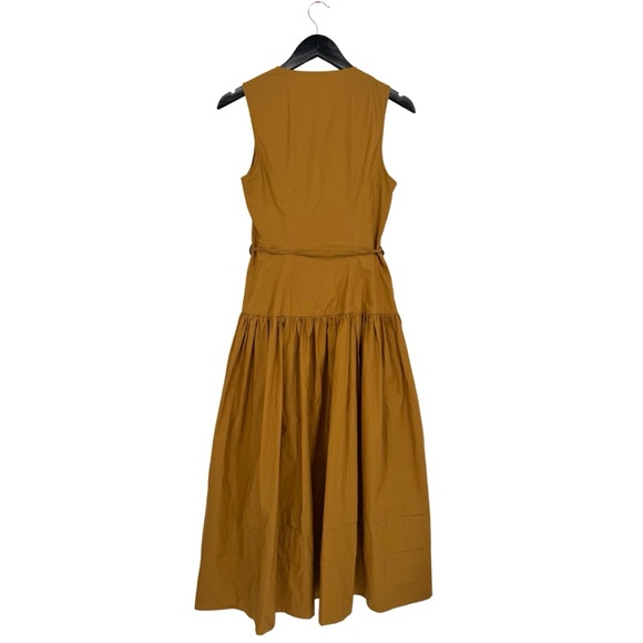 Ulla Johnson Kiran Dress Topaz 6 Sleeveless V-Neck Midi Length Golden Yellow - Picture 6 of 14